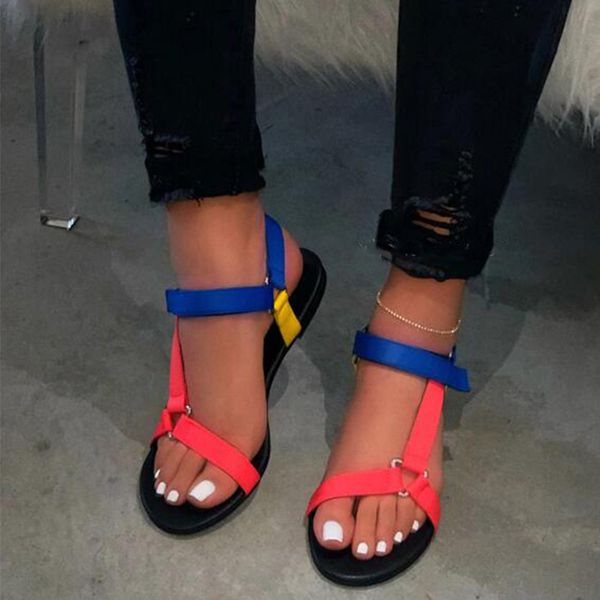 

2020 women ankle-strap sandals summer low heels shoes open toe casual shoes beach sandals plus size 38-43, Black
