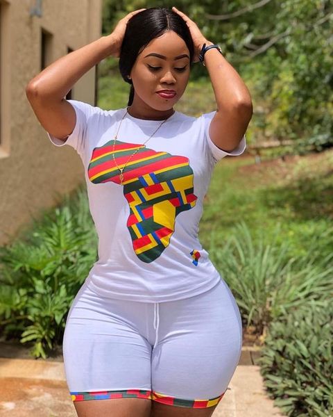 

plus size 2 piece matching set women tracksuit print short sleeve slim fit bodycon short sweat suit lounge wear outfits, White