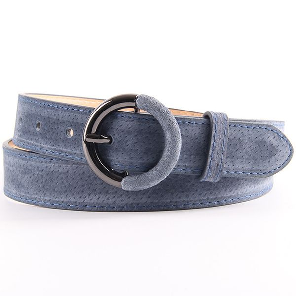 

elifashion pigskin genuine leather belt luxury strap dress and jeans belts for women fashion round half lether wraped buckle, Black;brown