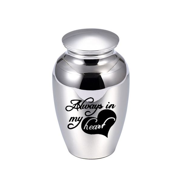 

always in my heart urns for ashes small cremation mini keepsake urn funeral casket pet urine keepsake humans pet memorial urn for ashes, Silver