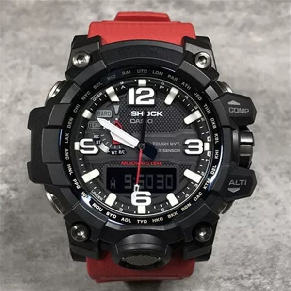 

multi-function shockproof sport gwg1000 shock watch rubber strap large dial watches luxury men's wrist watches automatic digital wholes, Slivery;brown