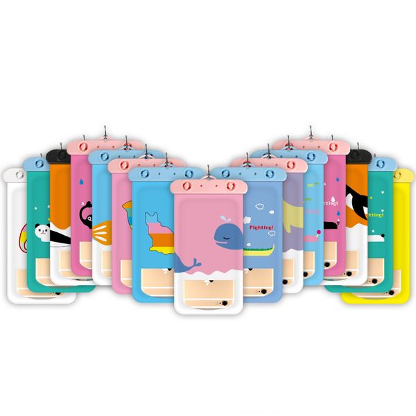 

rugeo thickened transparent touch screen swimming diving spring case cartoon pattern mobile phone bag waterproof bag waterproof mobile p