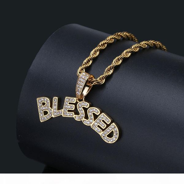 

mens jewelry gold necklaces hip hop jewelry white color zircon iced out chains fashion alphabet pendant mens necklace in stock wholesale, Silver