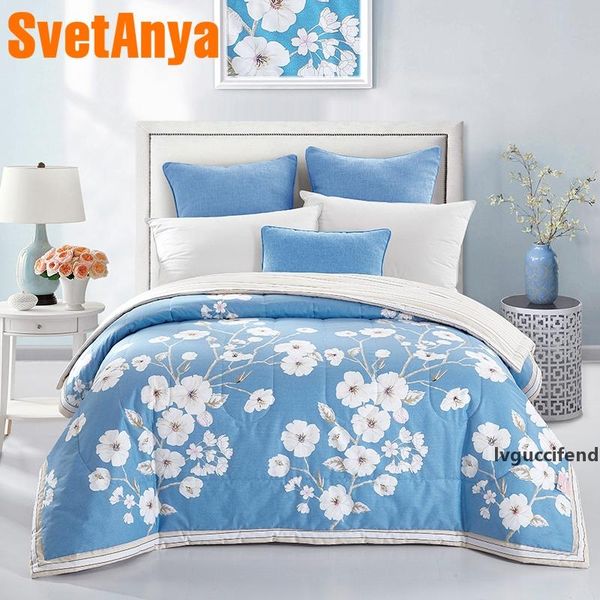 

svetanya flowers print throws blanket thin cotton stiching quilt bedding filler twin queen size