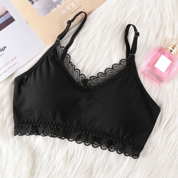 

lingeries women crop lace bras female tank sleeveless women girls tubes, Black;white