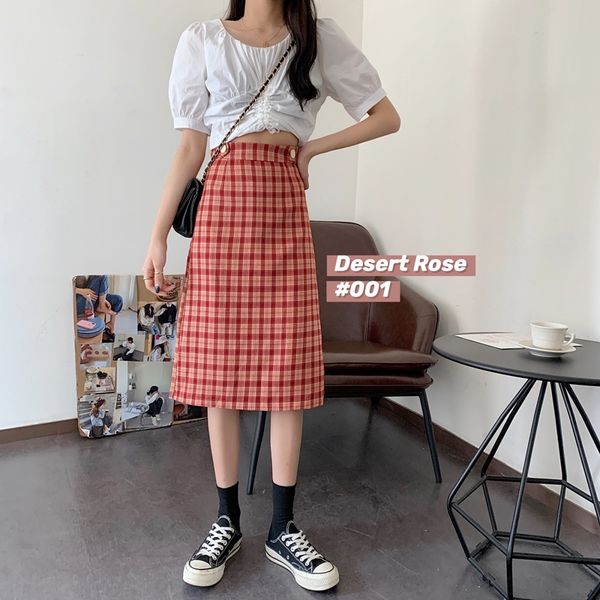 

стиль плед высокой талии корейского стиля все-матчевую темперамент длинная юбка длинная юбка средней длины платье для маленьких девочек 2020, Black