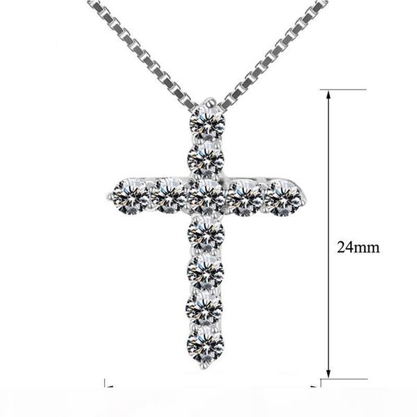 

s diamond ring luxury cubic zircon cross pendant necklace 925 sterling silver cross christian jesus jewelry for women gift hzl005
