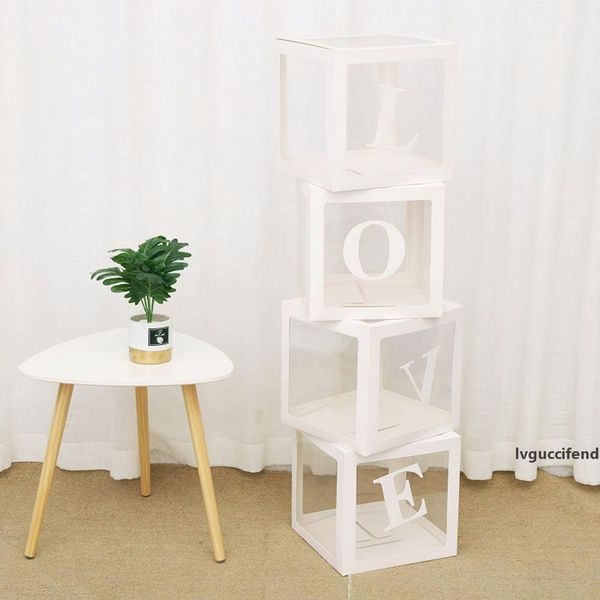 

love baby wedding room 1pcs special party balloon packing box letter transparent boxes cube transparent boxes creative