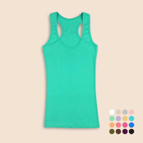 

summer selling woven cotton rib knitting women's tank long design, White