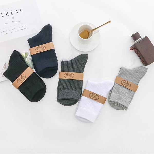 

gzjuo autumn and winter casual mid-calf pure cotton men's basic stockings socks stockings vertical solid color men's socks single, Black