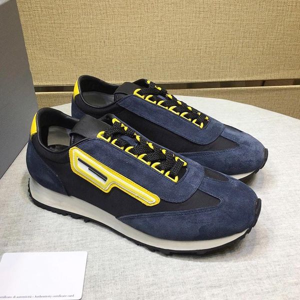 

suede and nylon sneakers men 's shoes with origin box fashion chunky sneakers comfortable sports low lace -up men shoes fast deliv, Black