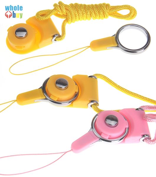 

100pcs/lot cellphone lanyard strap hange rope on neck key holder ring wholesale removable hanging rope universal korean rotary buckle strap