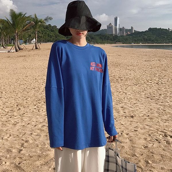 

harajuku loose couple tee new women t-shirts womens street ulzzang letter print o-neck t shirt long sleeve oversized tshirt, White