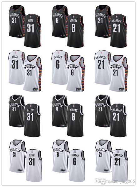 

mensÂ womensÂ youth brooklyn nets 31 jarrett allen 6 deandre 21 wilson chandler black white custom basketballÂ jerseys, Black;red