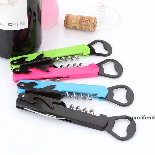 

stainless steel wine opener wood handle hand-held deluxe bottle opener corkscrew double hinge waiters wine bottle opener cfyz106