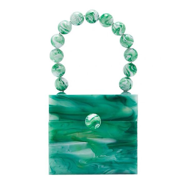 

new acrylic women clutch bag wind moire beaded handle handbags european and american style square package shoulder bag