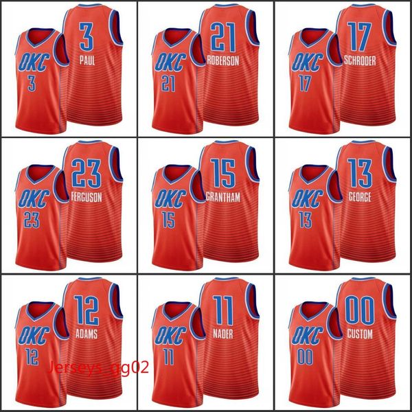 

oklahoma city thunder men shai gilgeous-alexander chris paul dennis schroder 2020 statement nba custom orange jersey, Black