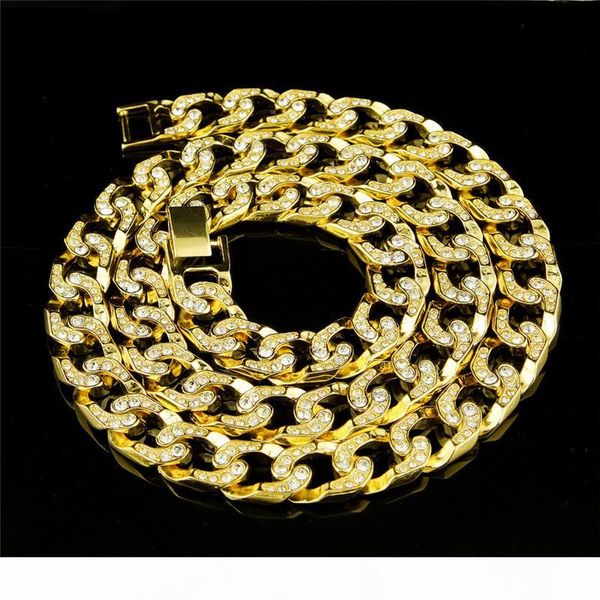 

men hip hop jewelry necklace 30inch gold silver colors rhinestone cuban chains necklaces hip hop jewelry gift for friend