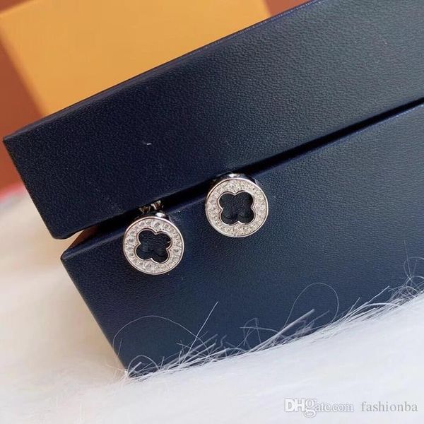 

luxury designer jewelry women earrings four leaf flower earrings stainless steel silver rose gold elagant asymmetrical diamond stud