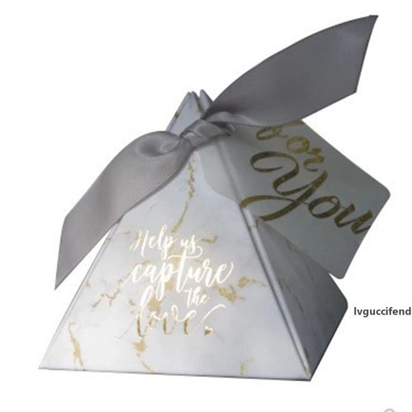 

100pcs gift box ribbons tags decoration party birthday wrap wedding supply candy storage delicate triangular shape paper gilding
