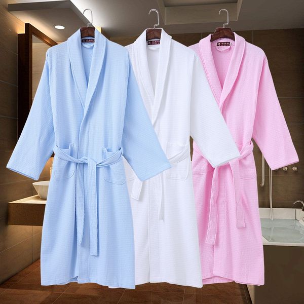 

mo9t2 five-star bathrobe l and wo nightgown cotton lovers extended autumn five-star waffle bathrobe l men's and women's nightg