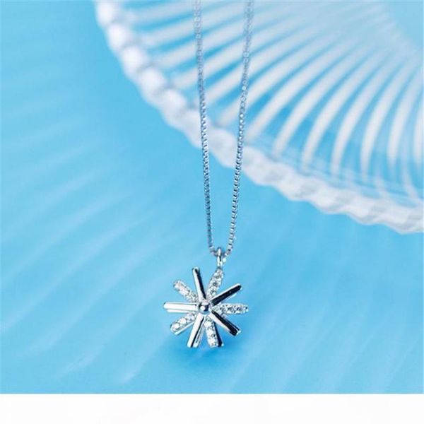 

f 100 %925 silver korean style sun flower rotating personality pendant necklace fashion jewelry women 's d4078