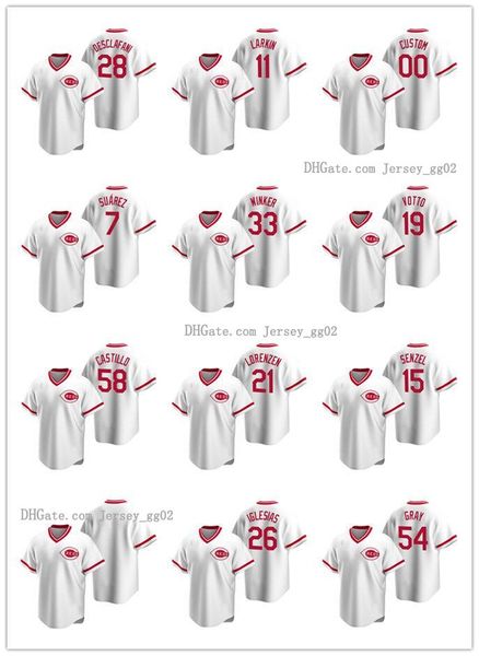 

cincinnati reds men women youth 11 barry larkin 5 johnny bench cooperstown collection home baseball jersey, Black
