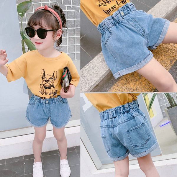 

girls shorts trousers ' summer denim shorts 2020 new big children's summer korean style pants girls' fashionable pants, Blue
