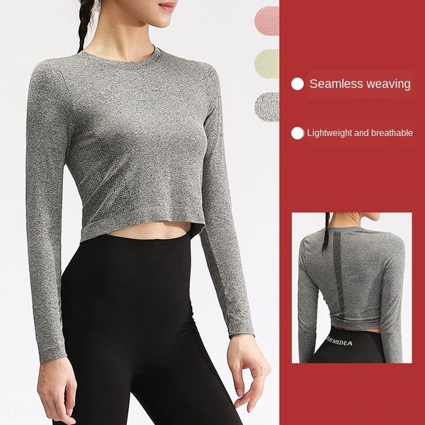 

7diwh loose sports clothes clothes yoga suit women's long-sleeved t-shirt mesh breathable running quick-drying clothing internet cel, Black