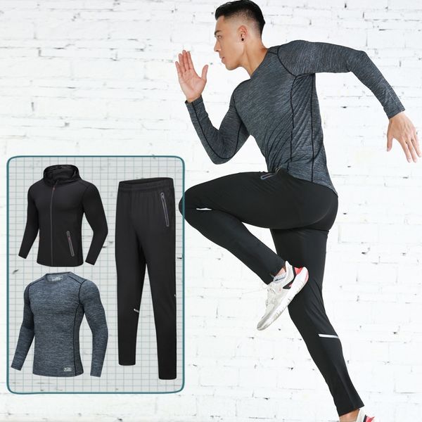 

87shj spring and autumn men's fitness tight pants sports suitbicycle sports suit wear 2020 new quick-drying tights two-piece outdoor cy, White;black