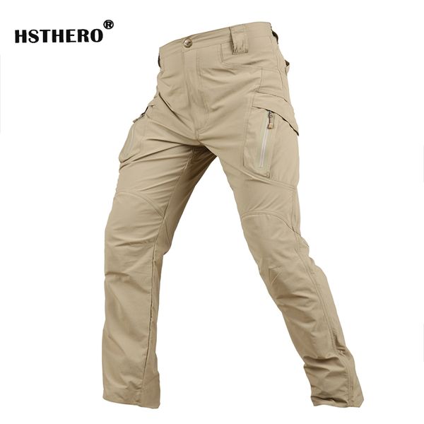 

cotton tactical men's cargo pants men combat army quick drying trousers male casual multiple pocket slim fat long pants, Black
