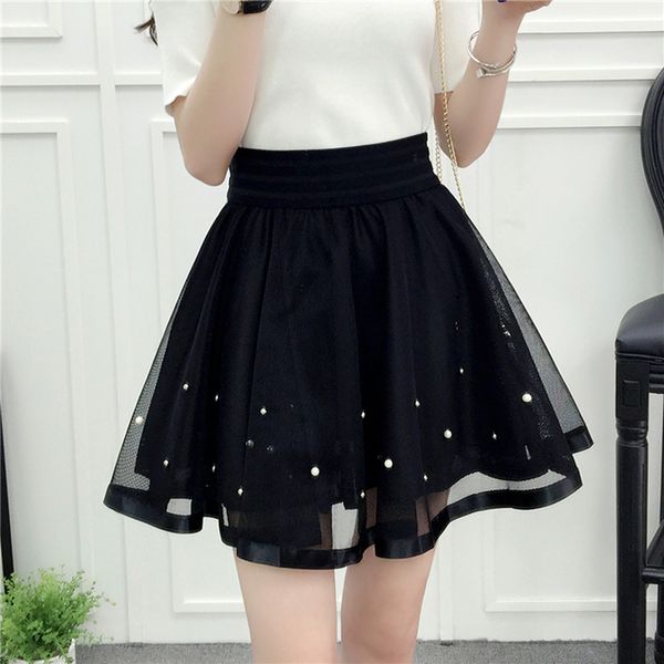 

2020 new spring summer women black mini skirt korean elastic high waist skirt shorts spring sweet mesh tulle umbrella skirt falda tul