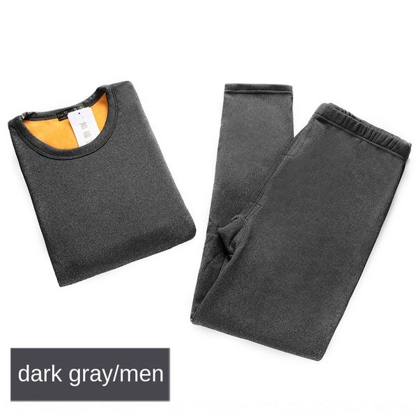 

snow wolf new thick thermal underwear 3 jin plus velvet thickened men's and women's thermal underwear set, Black;white