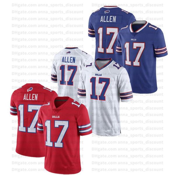 

2020 american football team uniform bill team 17 josh allen custom series breathable quick-drying casual sports t-shirt, Black;gray