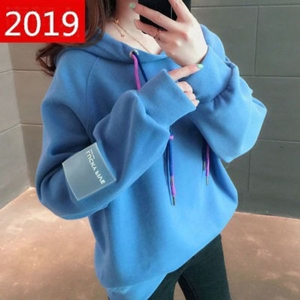 

2019 осень new top coat пальто свитера с капюшоном топ универсального студента корейского стилем loosestyle свитер женщинами модных ин, Black