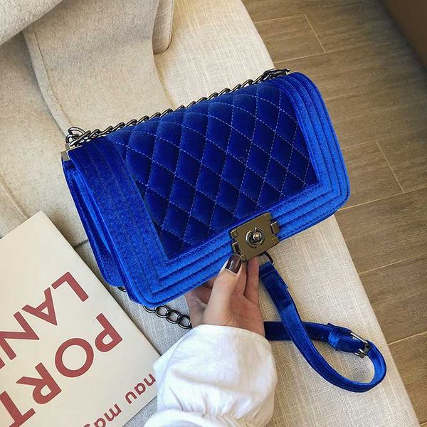

velvet chain small square bags for women 2020 luxury designer messenger shoulder bag diamond lattice ladies handbag