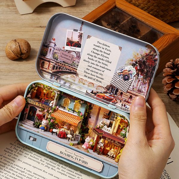 

box theatre dollhouse toy with furniture rabbit diy miniature doll house led light toys for children birthday gift q10 mx200414