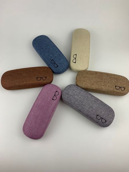 

iron myopia box linen small myopia glasses case glasses case can be made, Blue
