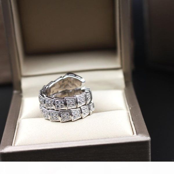 

full diamond snake rings for women new fashion wedding jewellery brand jewelry female 925 sterling silver rings, Golden;silver