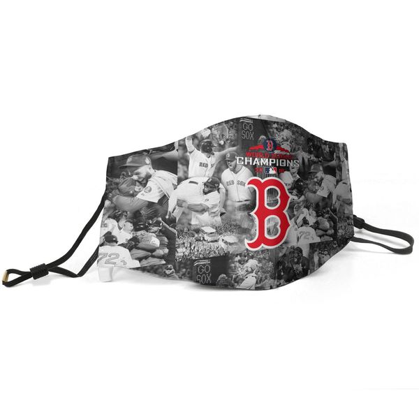 

women men face mask dust mask muffle-boston-red-w-sox 2018 world series printed with adjustable ear hook mas, Silver