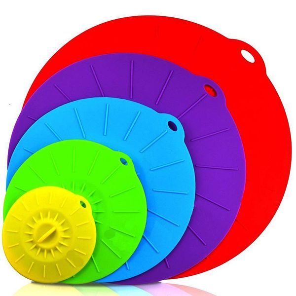 

colorful 5pcs/set silicone food bowl lids cover bpa suction seal covers heat resistant microwave lids for bowls
