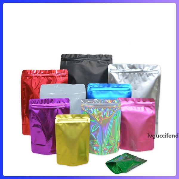 

fedex 10 colors resealable mylar bags stand up smell proof bags 2 side colored food storage plastic packaging bag