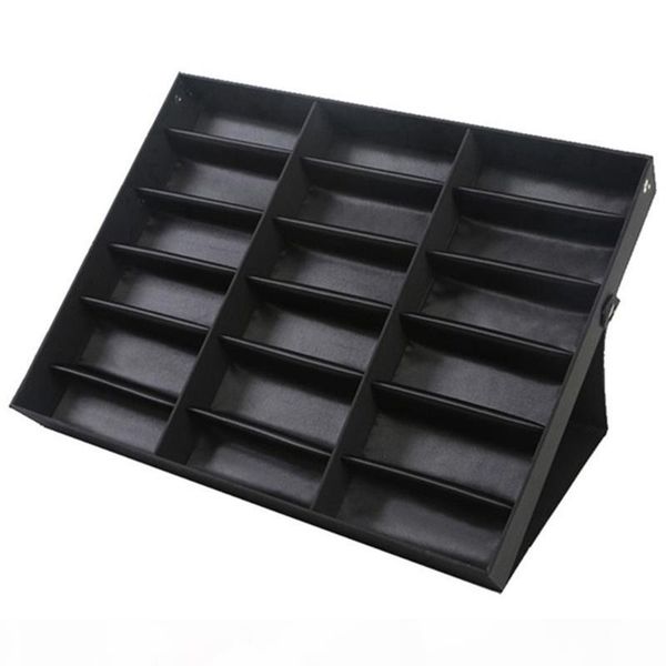 

18 grid sunglasses storage box organizer glasses display case stand holder eyewear eyeglasses box sunglasses case, Silver