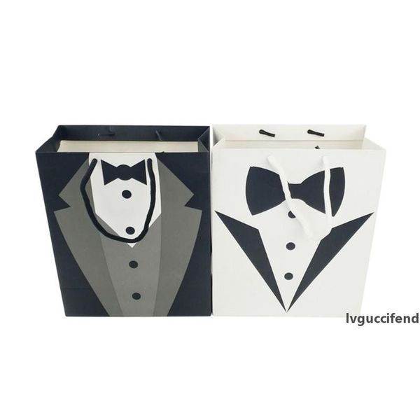 

wedding tuxedo tote bags black white bridegroom tuxedo paper bag wedding birthday party groomsmen gift favor bags