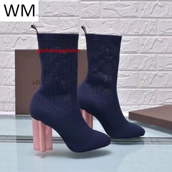 

new classic blue stretch high heel boots riding rain boot boots booties sneakers dress shoes, Black;green
