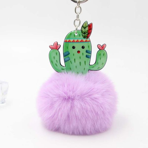 

cactus fur ball keychain bag pendant acrylic pvc cactus plush bag pendant car pendant,personalized key chain, Silver