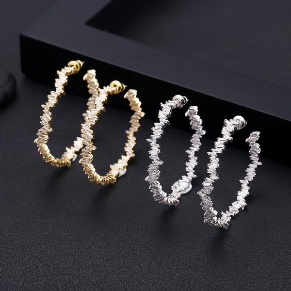 

charm jankelly 42mm luxury iregular geometry circle trendy cubic zirconia women wedding party earring high jewelry addiction, Golden