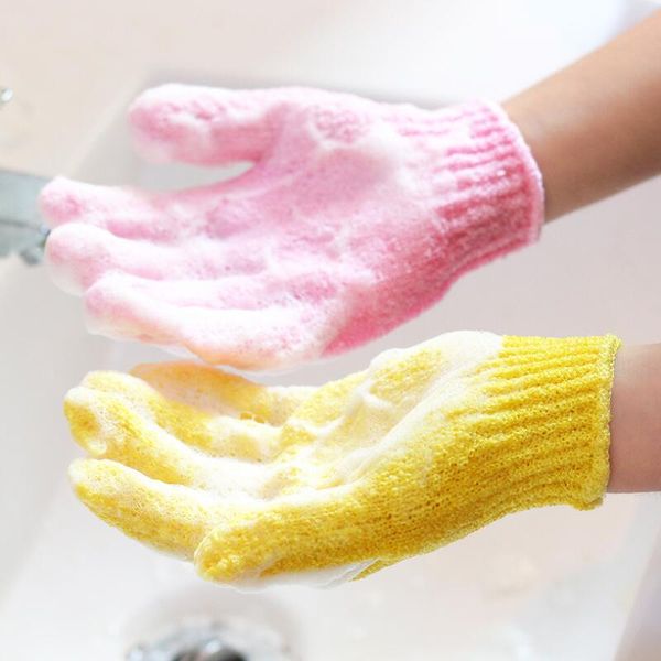 Luvas Cinco Dedos Bath Shower luva Mitt banho purificador esponja de banho para Peeling esfoliante LX2548 Atacado