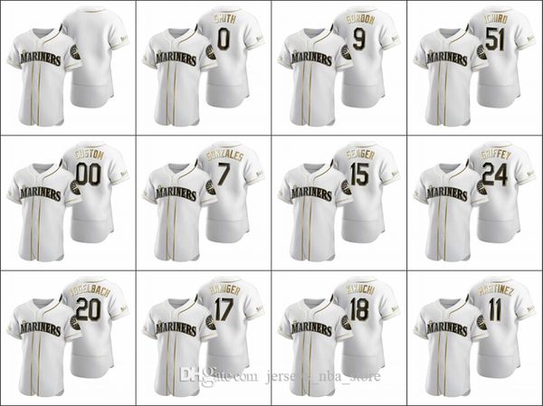 

seattle mariners men #24 ken griffey jr. 51 mariners ichiro 20 daniel vogelbach women youth golden edition custom jersey, Blue;black