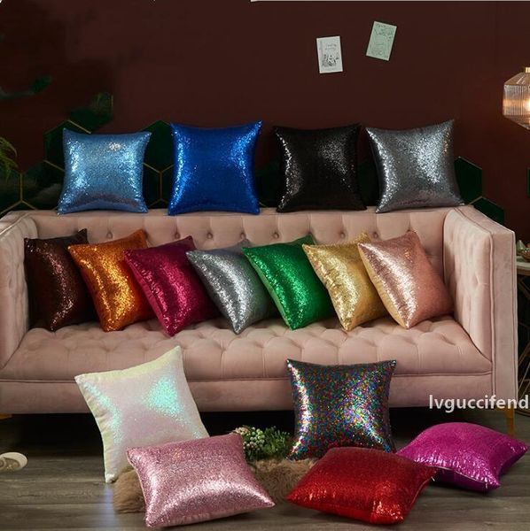 

sequins pillowcase solid color cushion home sofa decorative glitter car comfortable decor waist cushion cover pillowslip 16 designs lxl1078